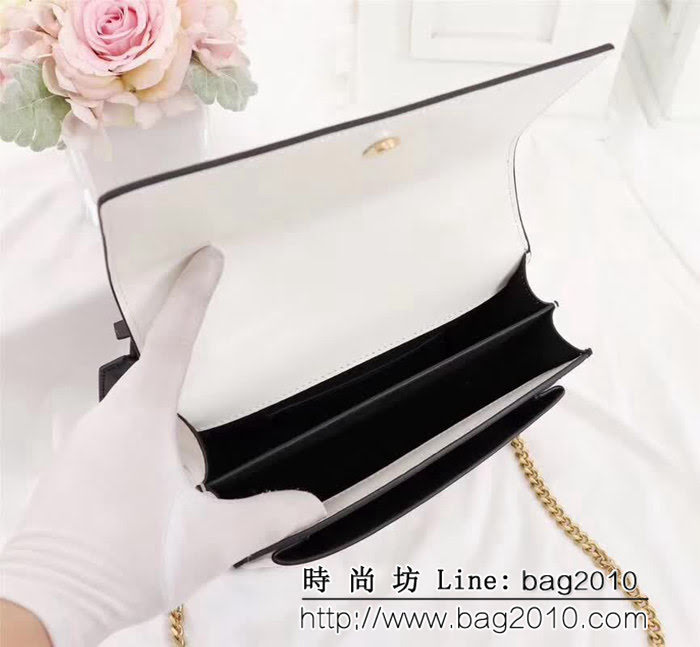 YSL聖羅蘭 高級定制 原單牛皮黑白配色牙籤紋鏈條包 442906 YAS1043